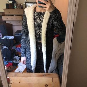 cardigan with fur hood